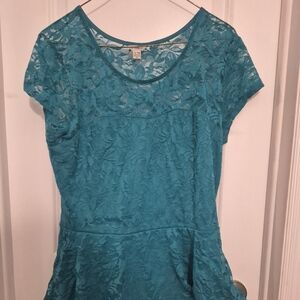 Teal Lace Short Sleeve Dress Guess